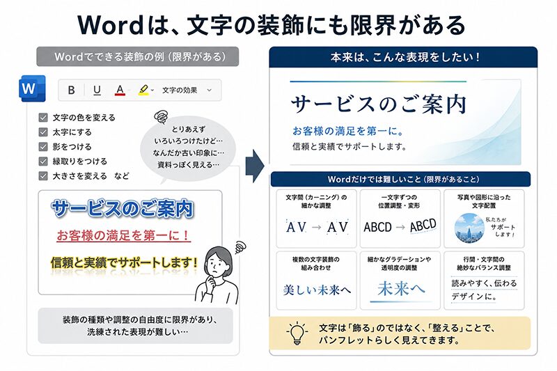 Wordは、文字の装飾にも限界がある