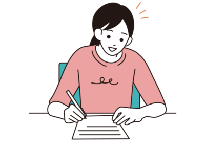 文字を書く女性